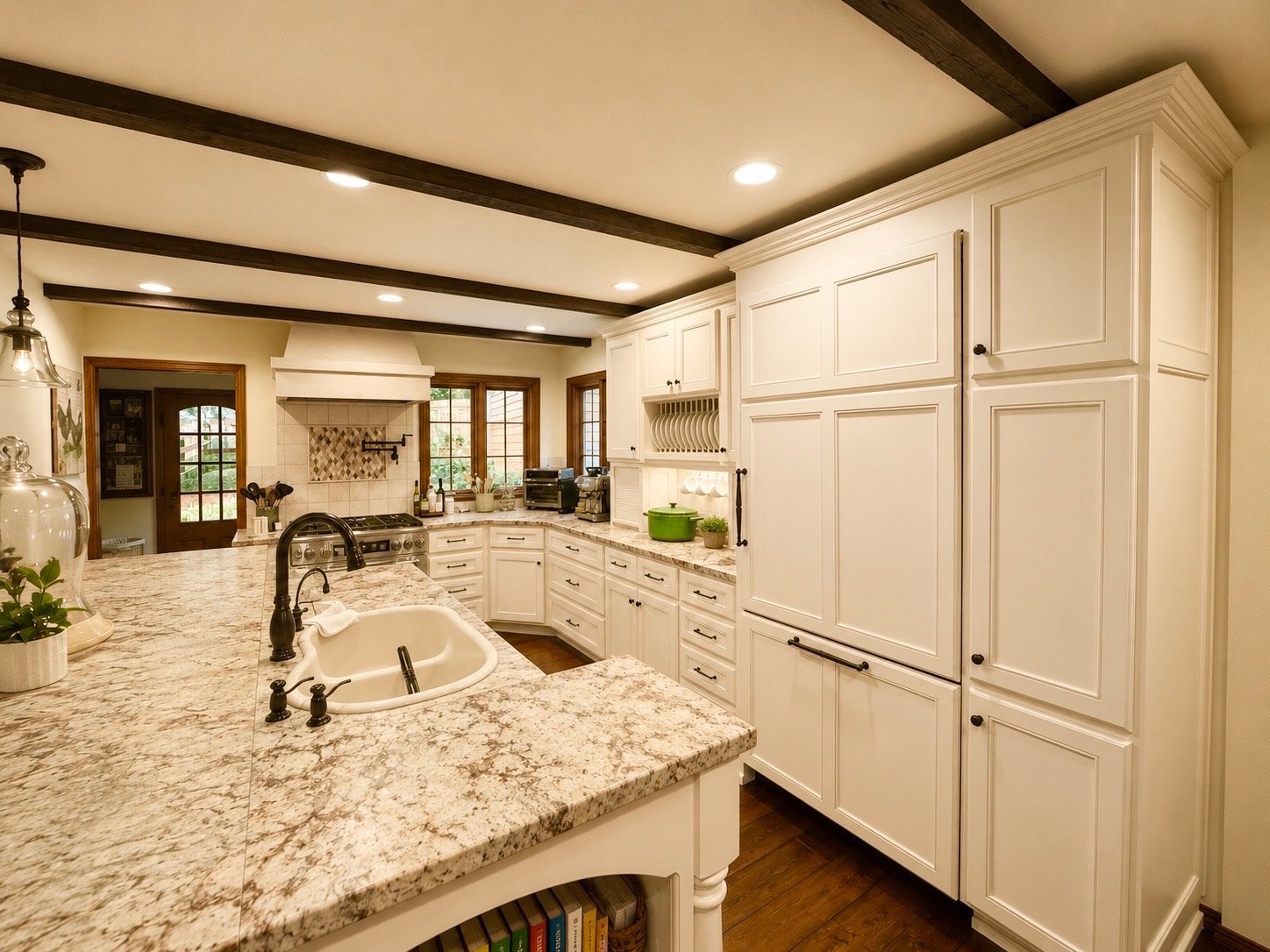 Kitchen cabinet painting project completed by Salazar Custom Finish in Sauvie Island, Portland