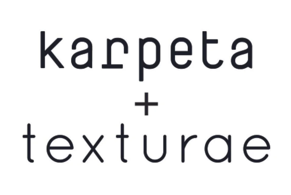 Text that reads 'karpeta + texture' on a white background.