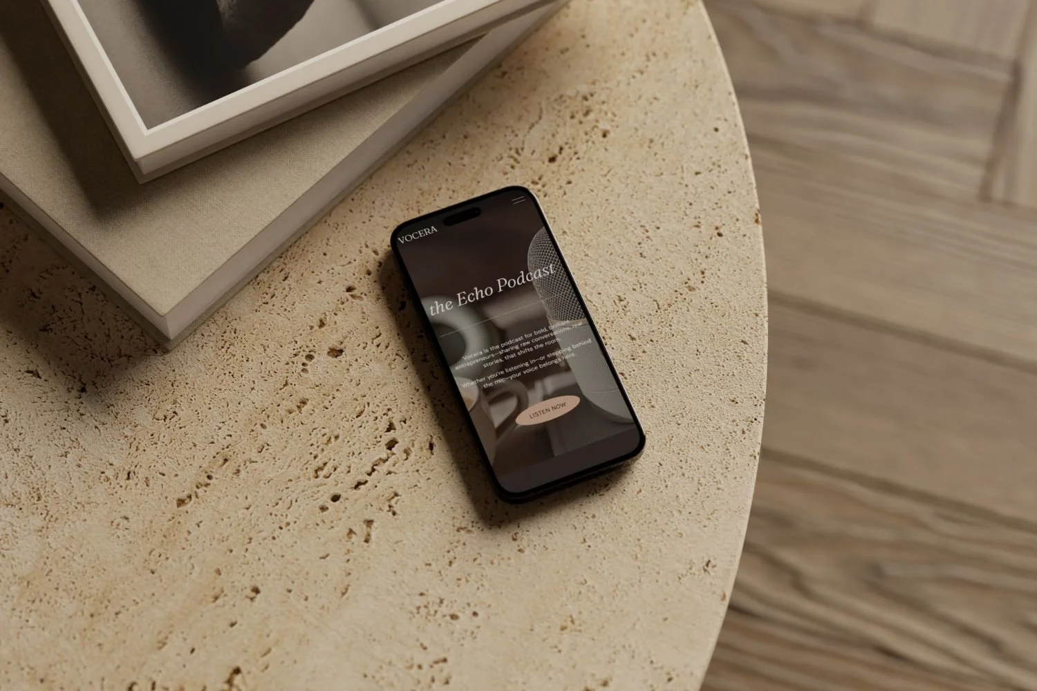 Mobile view of Vocera podcast website template by Estudio Bohöra, created for coaches and creators who want a polished, conversion-focused Squarespace site.