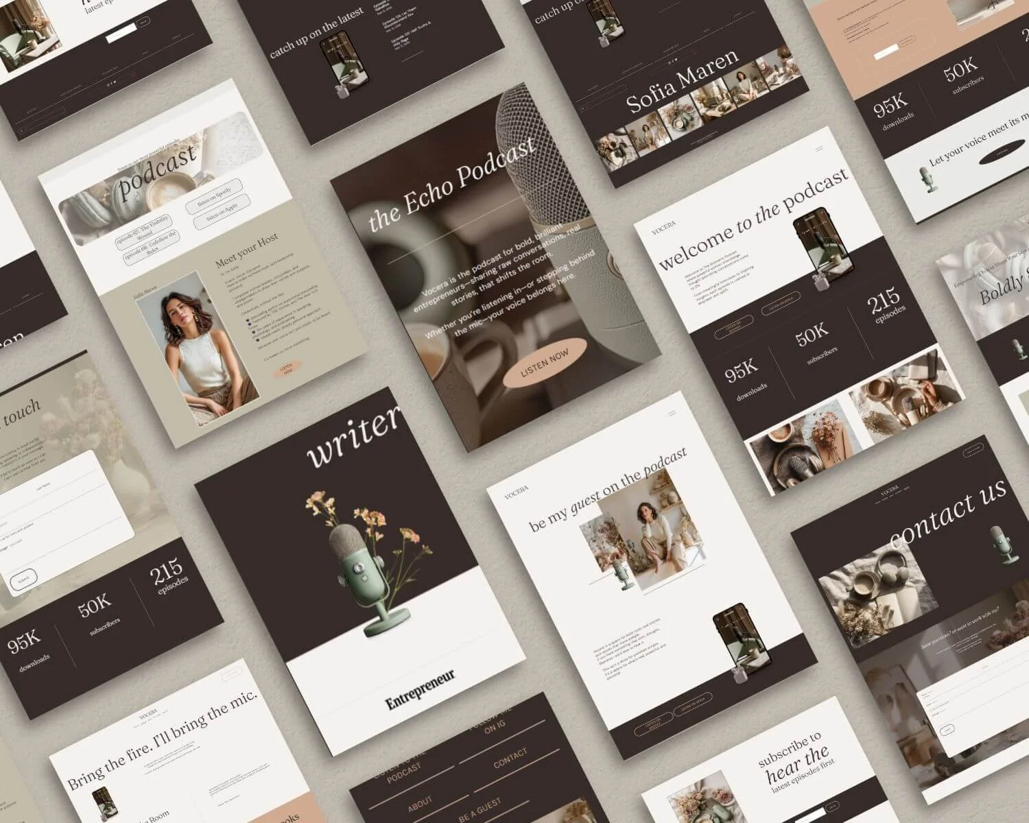 Personal brand and podcast Squarespace website template with elegant typography, content-focused layout, and modern design for creators, coaches, and entrepreneurs.