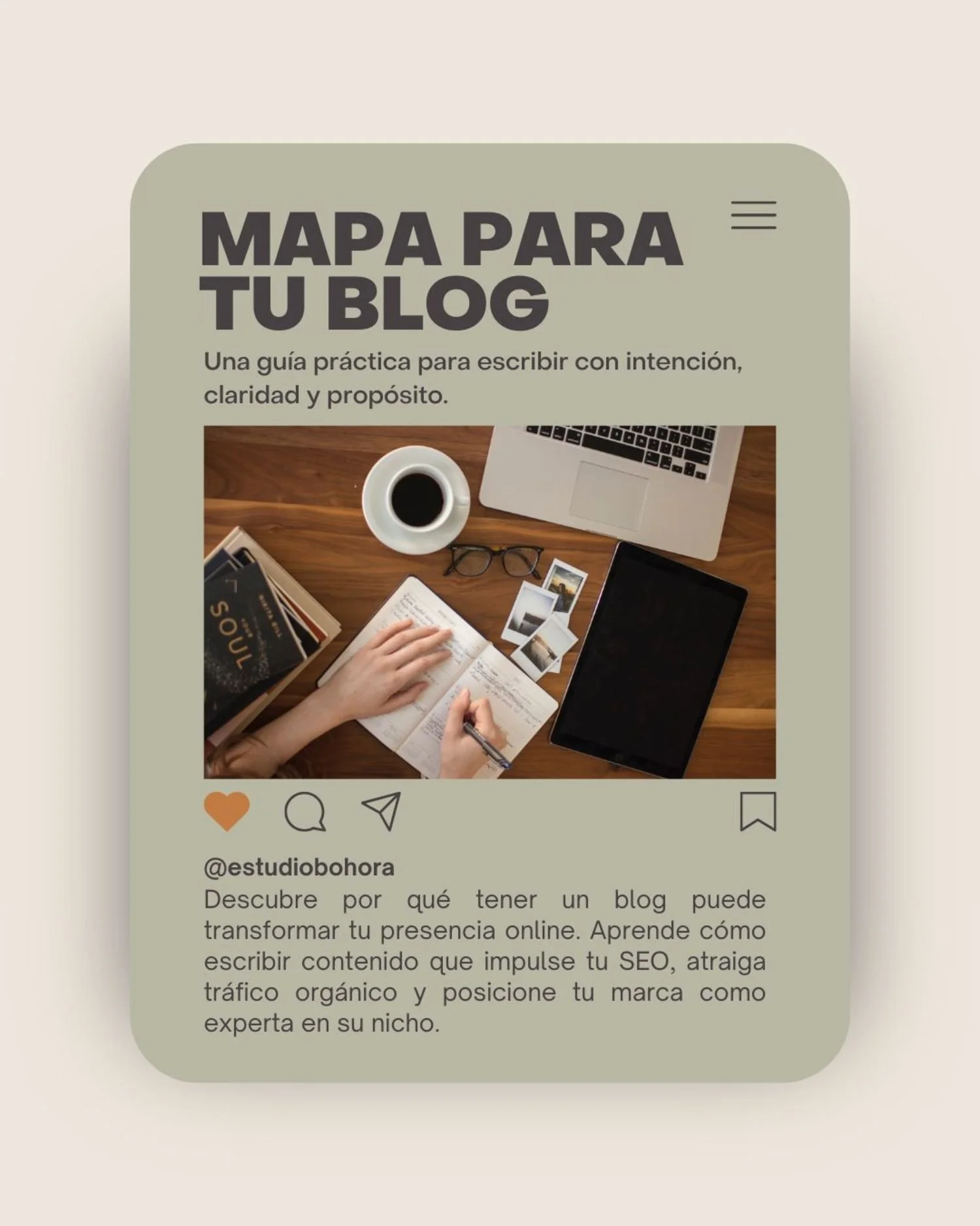 Gráfico educativo de Estudio Bohöra sobre cómo crear contenido claro, intencional y optimizado para SEO que impulse la presencia digital y atraiga tráfico orgánico.