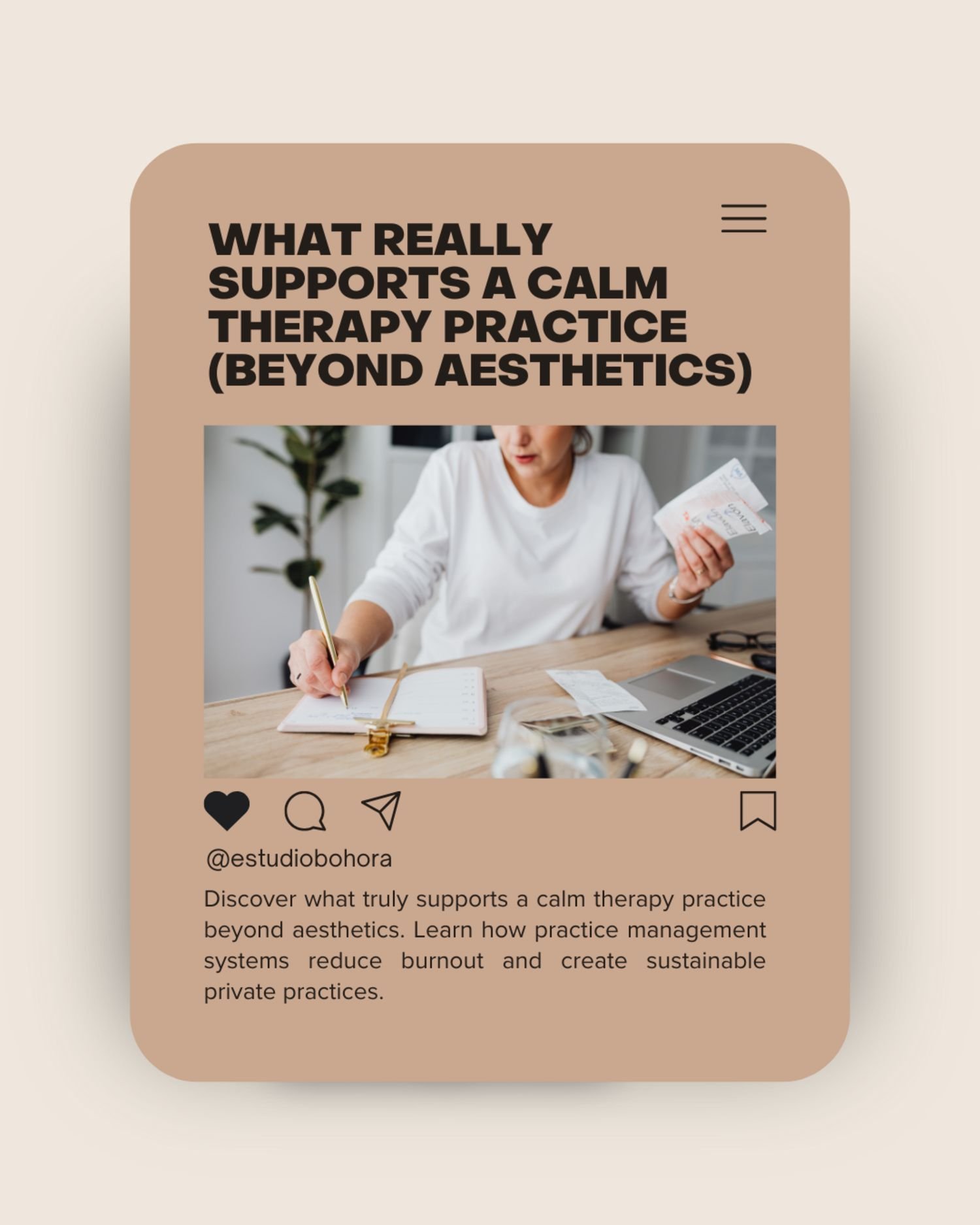 Therapist organizing administrative work at desk with laptop, notebook and documents, representing practice management systems beyond the therapy session