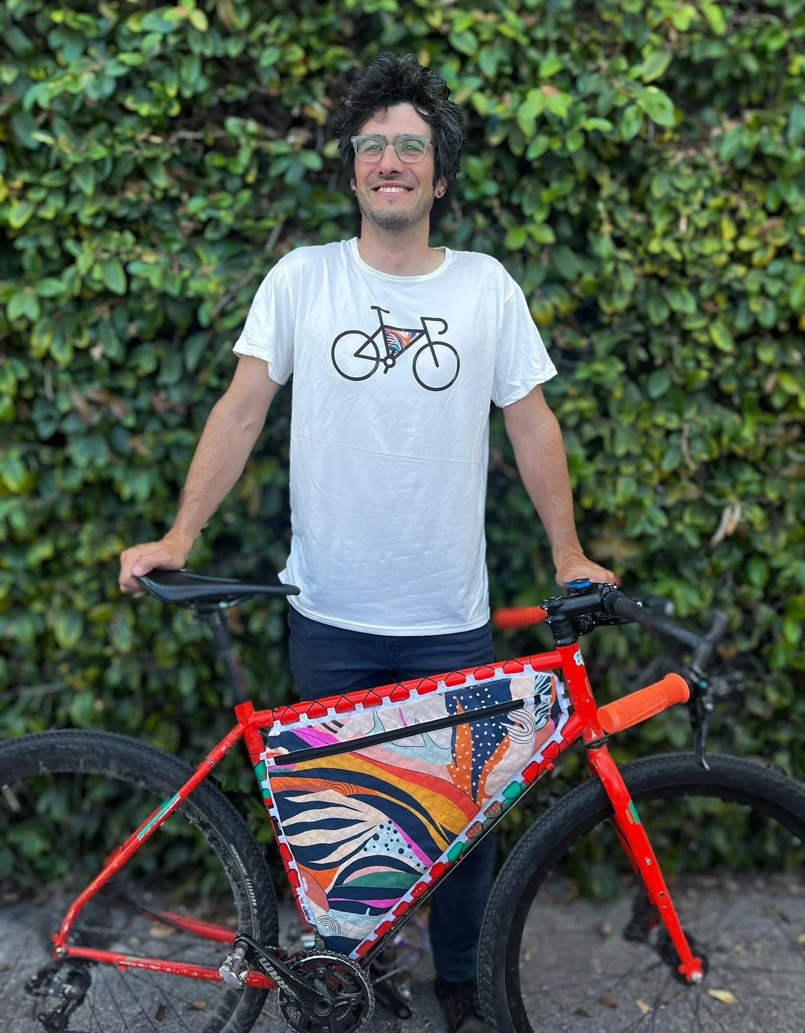 Have you been worrying about whether people will know you have a custom Wompy Frame Bag once you get off your bike? Fear not. Now you can order a matching TShirt custom created with the style and pattern of your custom Wompy bag. 

For a limited time