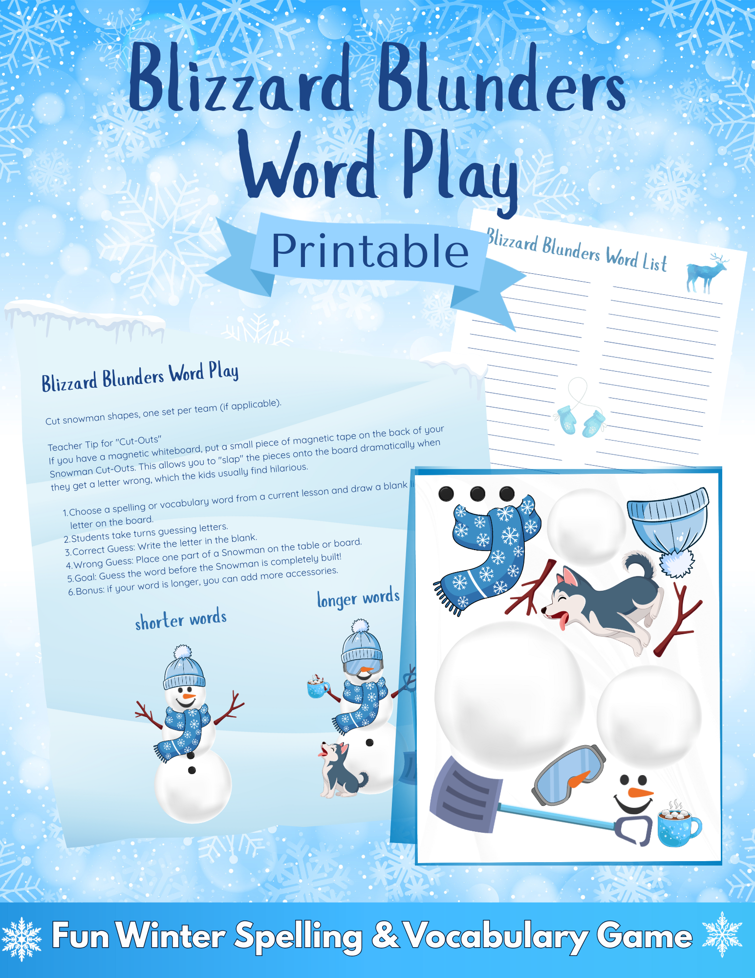 Blizzard Blunders Word Game