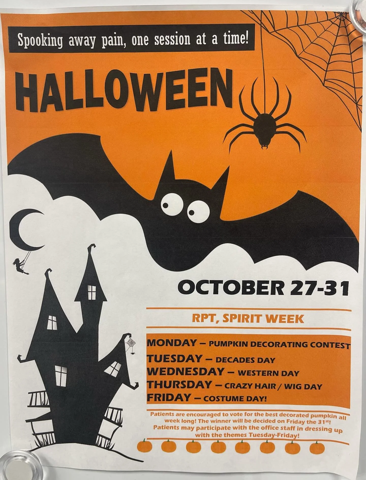 π»Get ready… Halloween Spirit Week starts next week! π»
We can’t wait to see everyone show off their spooky spirit here at the clinic! π§‘πΈοΈ Don’t forget your costumes and join in on the fun!ππ» 
#richmondpt #richmondphysicalther