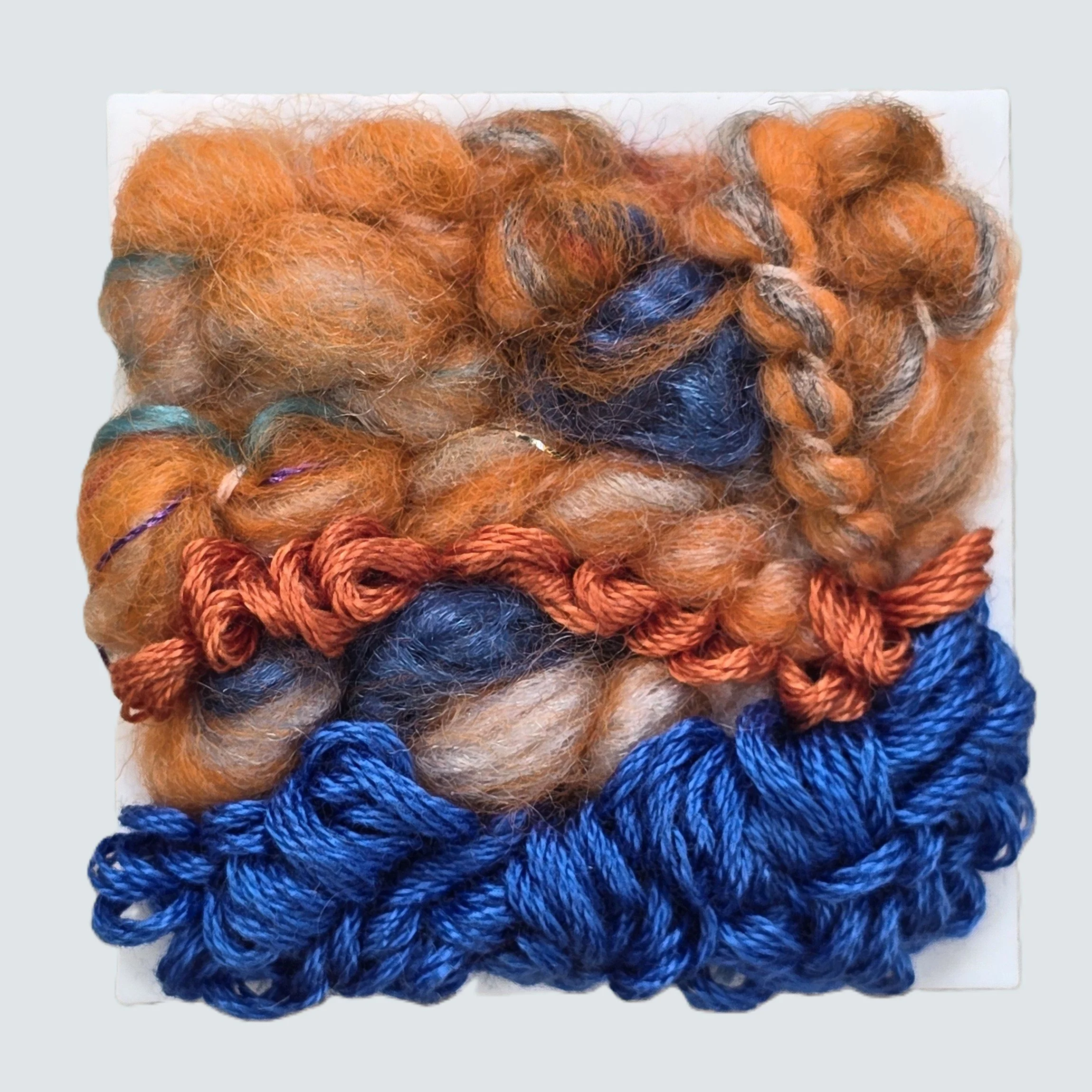 Mini 35 | Needle felted wool & stitching in a white composite frame, includes white plinth | 1.75" x 1.75" x 0.5" | $30