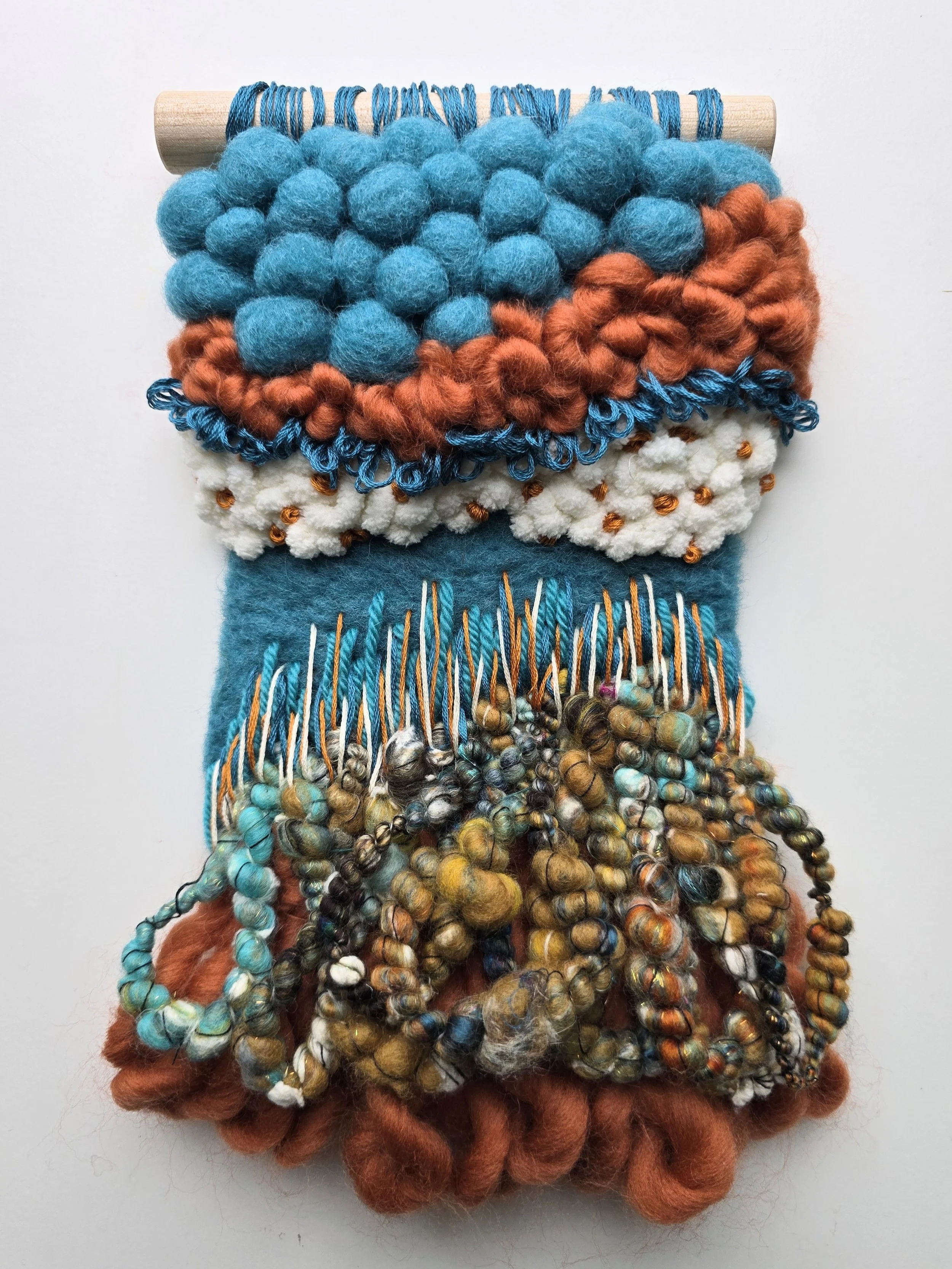 Southwest | Needle felted wool, handspun yarn, chenille, tapestry wool, & embroidery | 6" x 10.5" | $100 (CDN) - ON HOLD