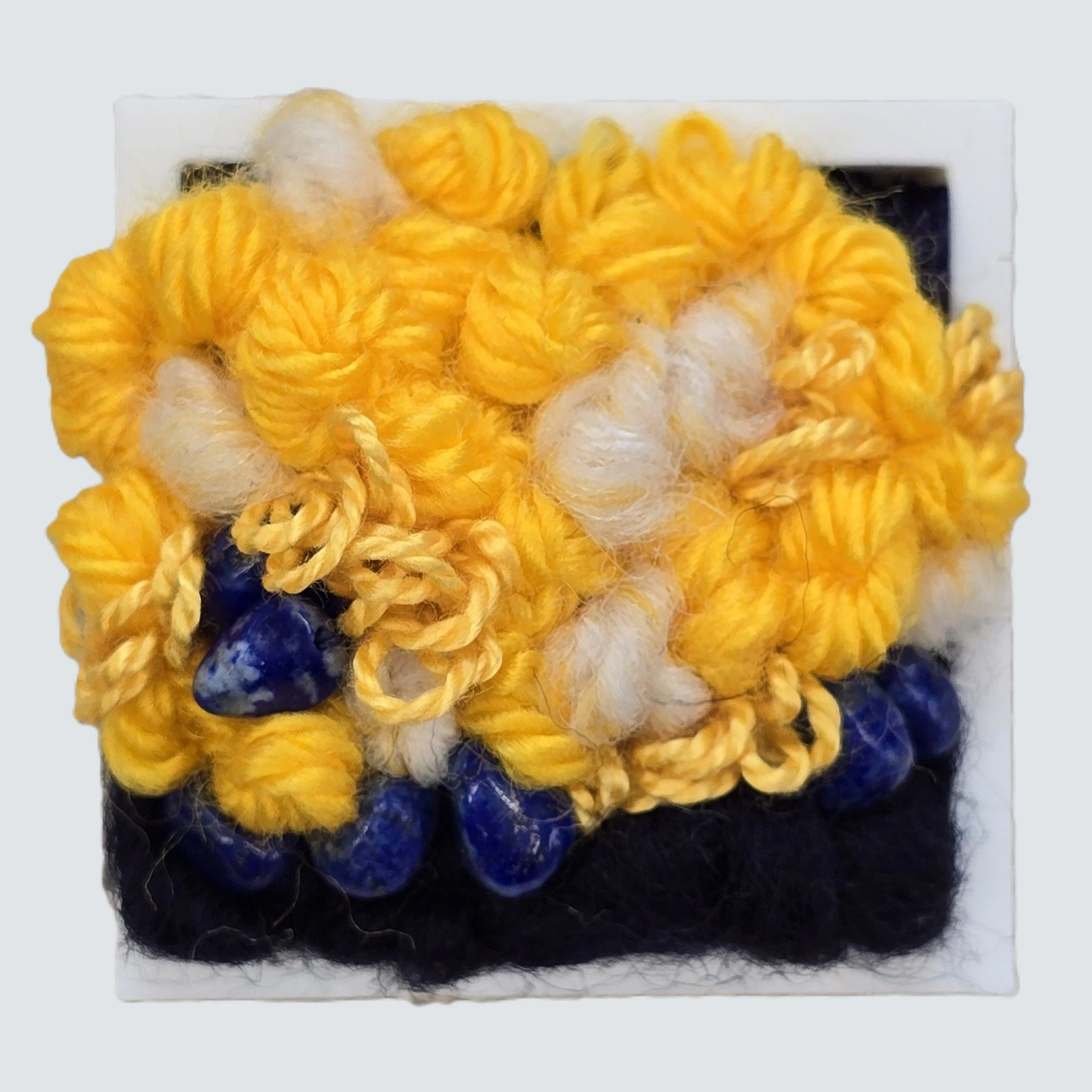 Mini 38 | Needle felted wool & stitching in a white composite frame, includes white plinth | 1.75" x 1.75" x 0.5" | $30