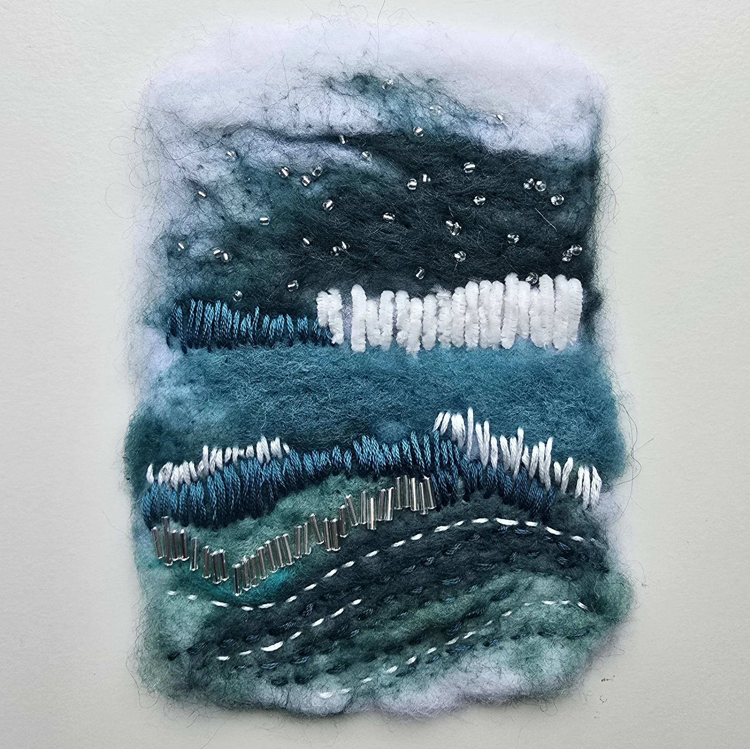 Holiday Series II | Needle felted wool, embroidery, & beading | 4" x 6" x 0.5"  | $35 (CDN) - SOLD