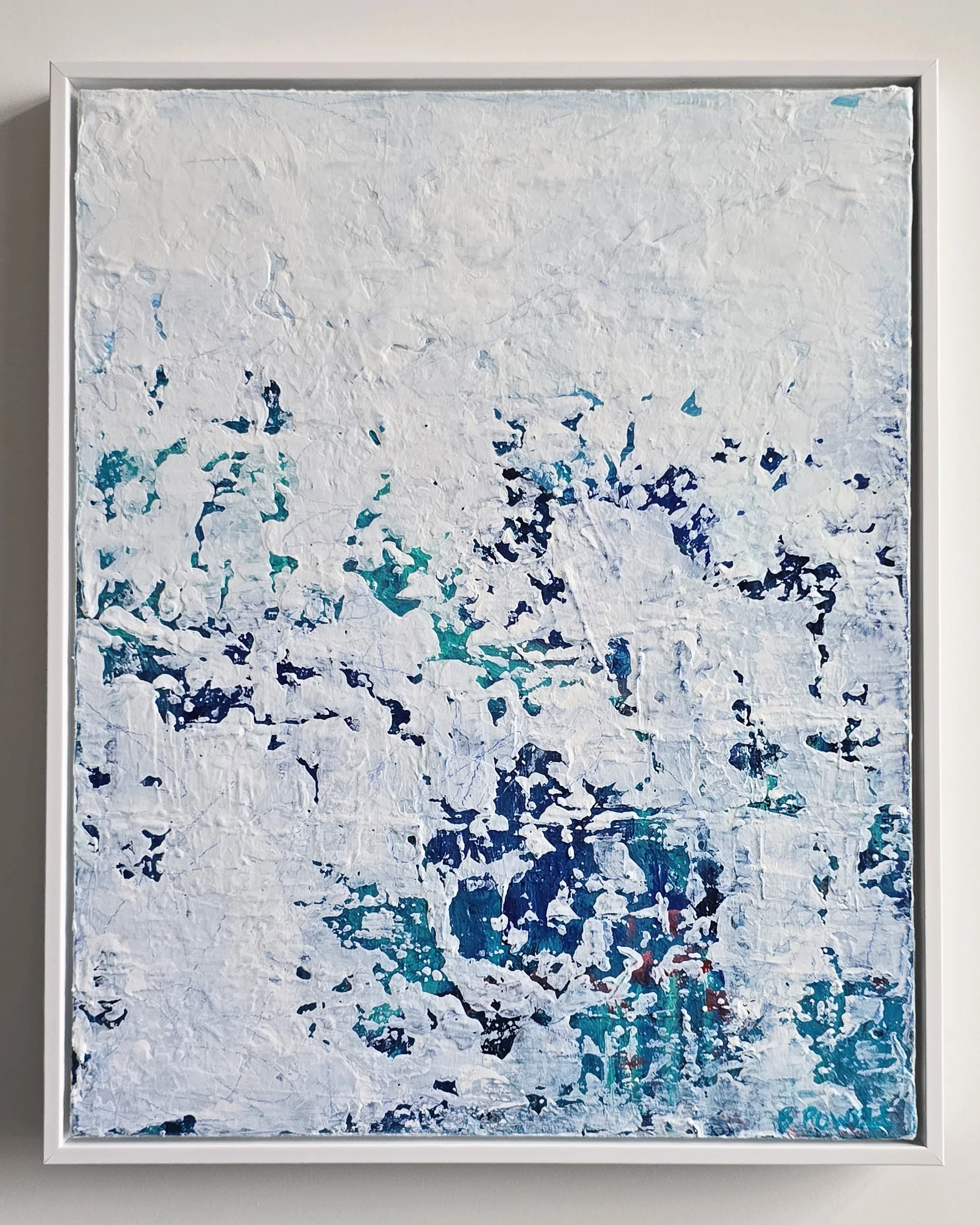 Journey I | Acrylic on stretched canvas, white composite frame | 17" x 21" x 1.5" | $375 (CDN)