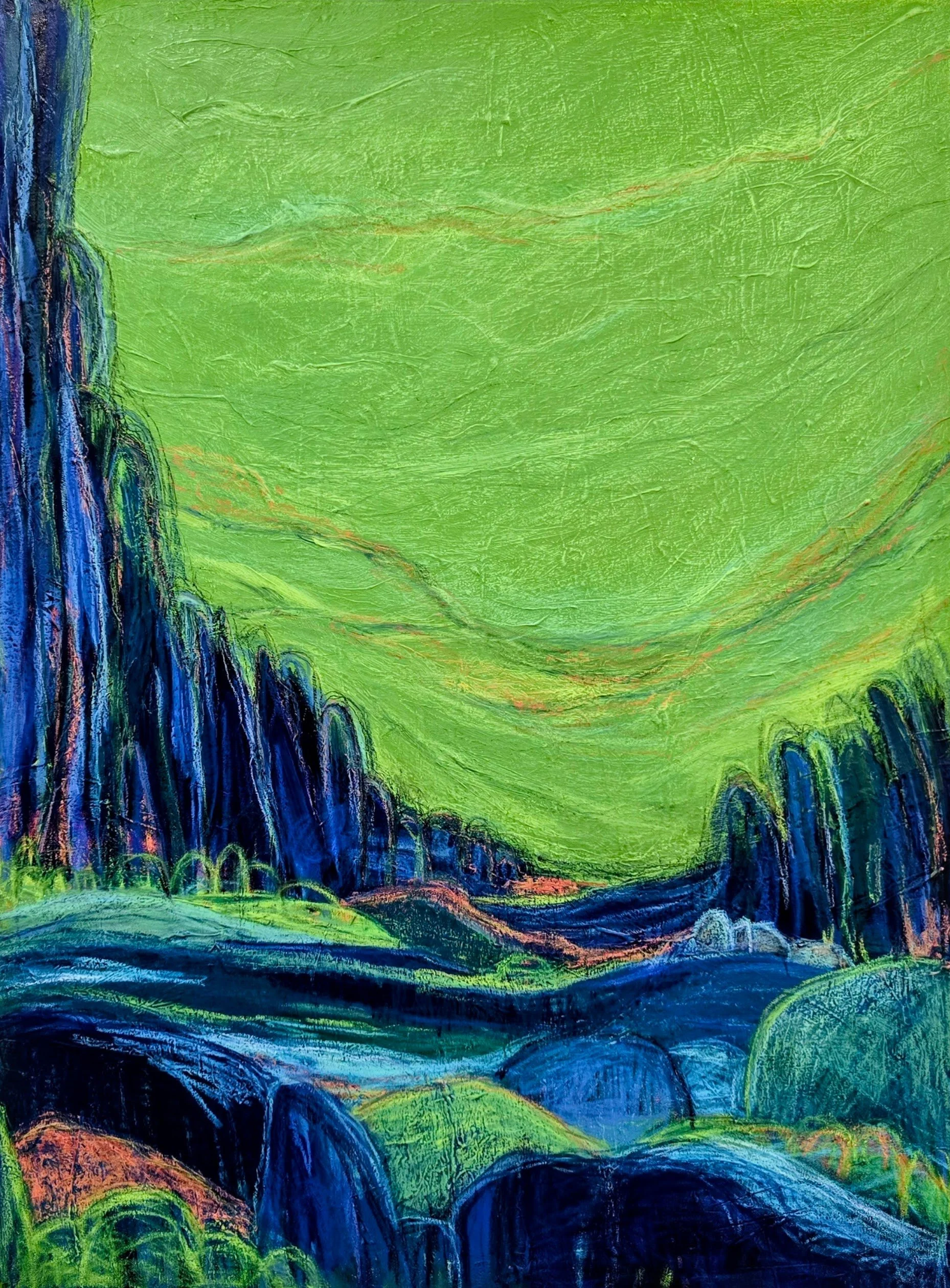 My Wandering Heart | Acrylic & wax oil pastel on stretched canvas | 30" x 40" x 1.5" | $1500 (CDN)