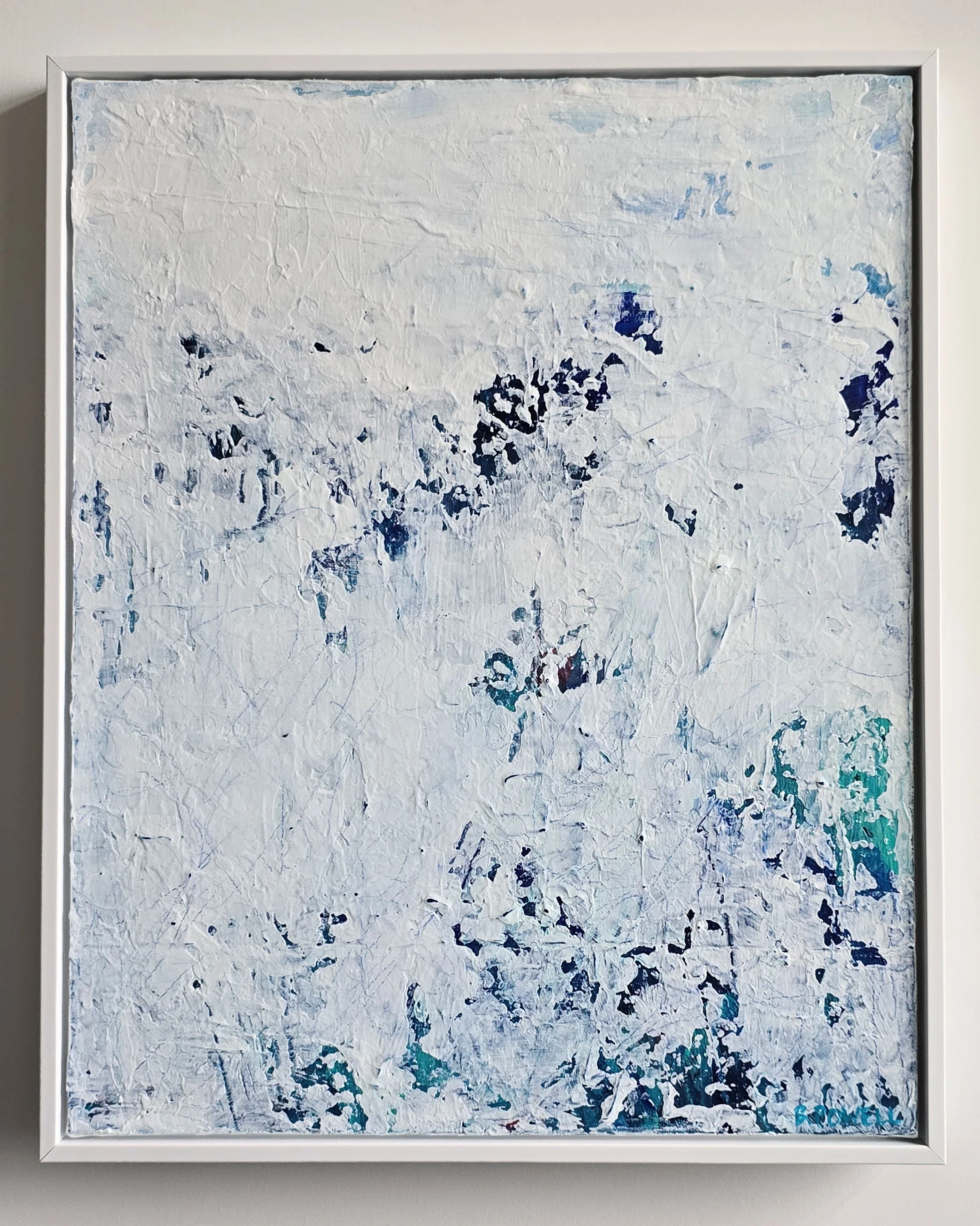 Journey II | Acrylic on stretched canvas, white composite frame | 17" x 21" x 1.5" | $375 (CDN) 