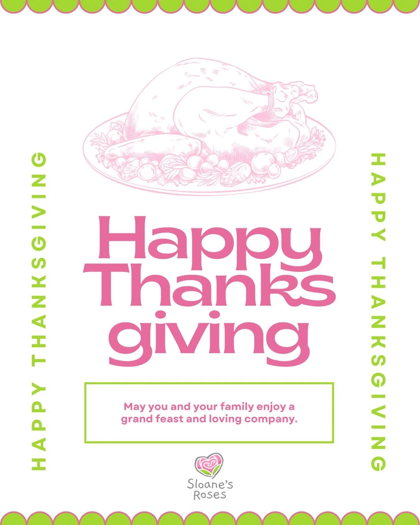 Happy Thanksgiving to you all!! 🦃🍽️

We are so thankful for each and every one of you who have helped make a difference. You are all part of the reason we are able to keep spreading Sloane&rsquo;s love and kindness. 🩷🌹💚