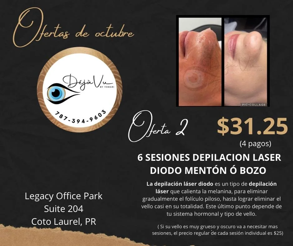 6 SESIONES DEPILACION LASER DIODO MENTÓN Ó BOZO