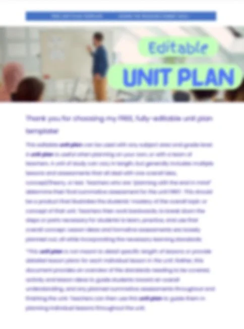 FREE Unit Plan Template (editable)