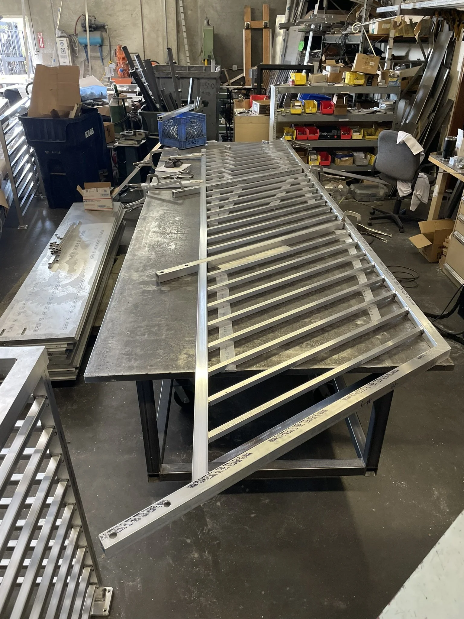 Custom steel handrail installed on walkway for accessibility at Richmond Kentucky facility