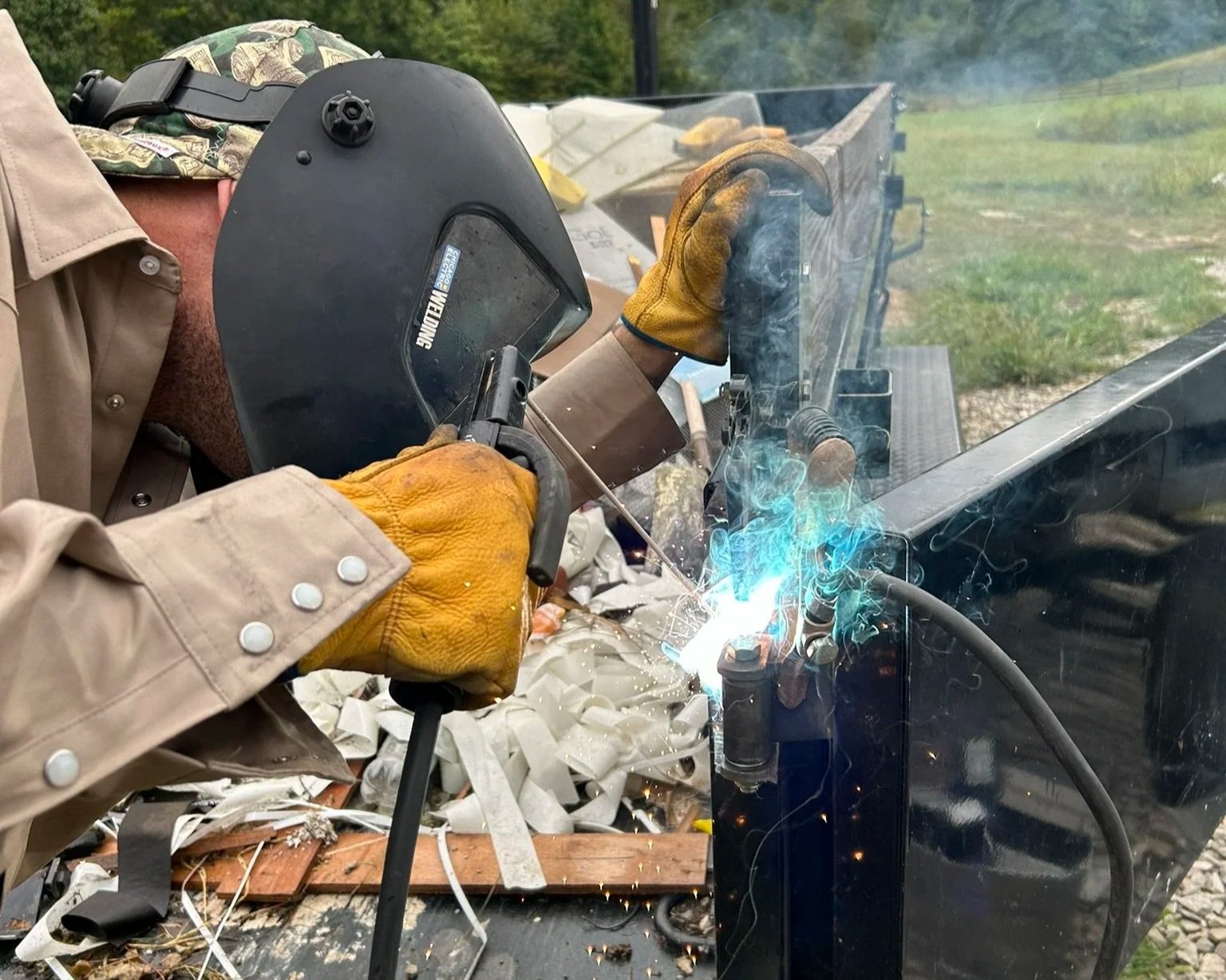 Trailer repair welding completed by McCarty Fabrication in Corbin, Kentucky including structural steel repair and reinforcement.