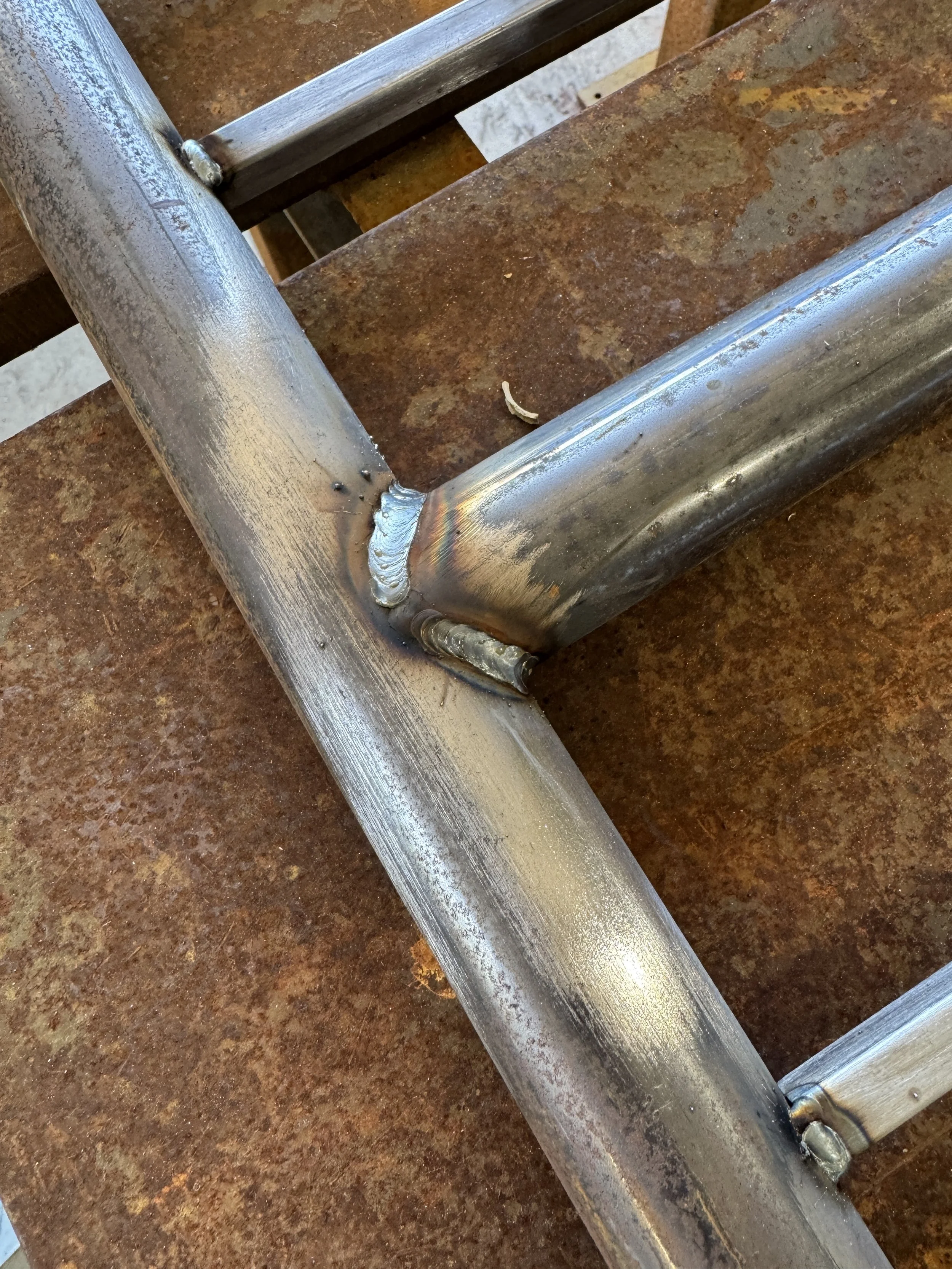 Close up of welded steel handrail showing clean welds and finish in Richmond KY