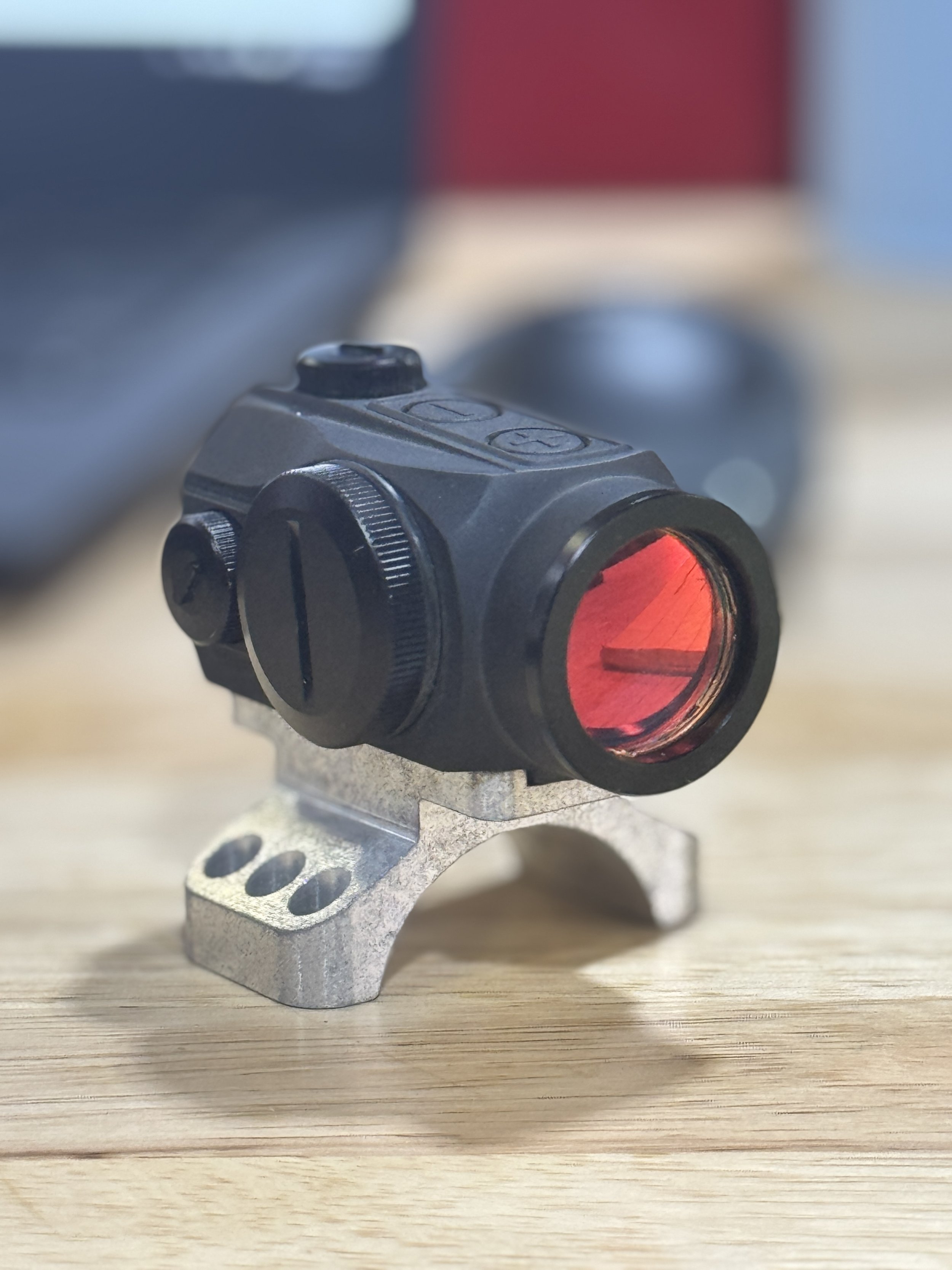 Precision CNC machined aluminum optic mount for defense, tactical, and R&D applications