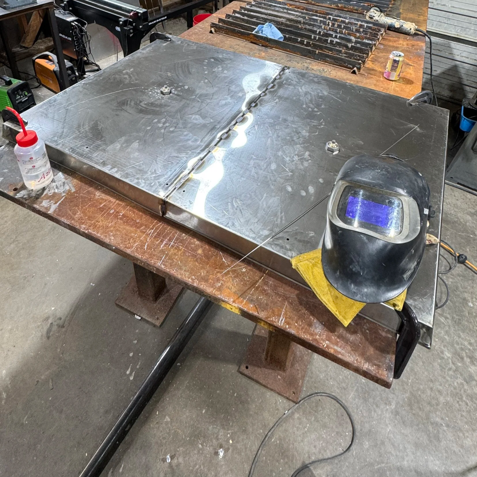 Close-up of a TIG welded stainless steel seam repair completed by McCarty Fabrication in Corbin, Kentucky using 308L stainless filler metal.