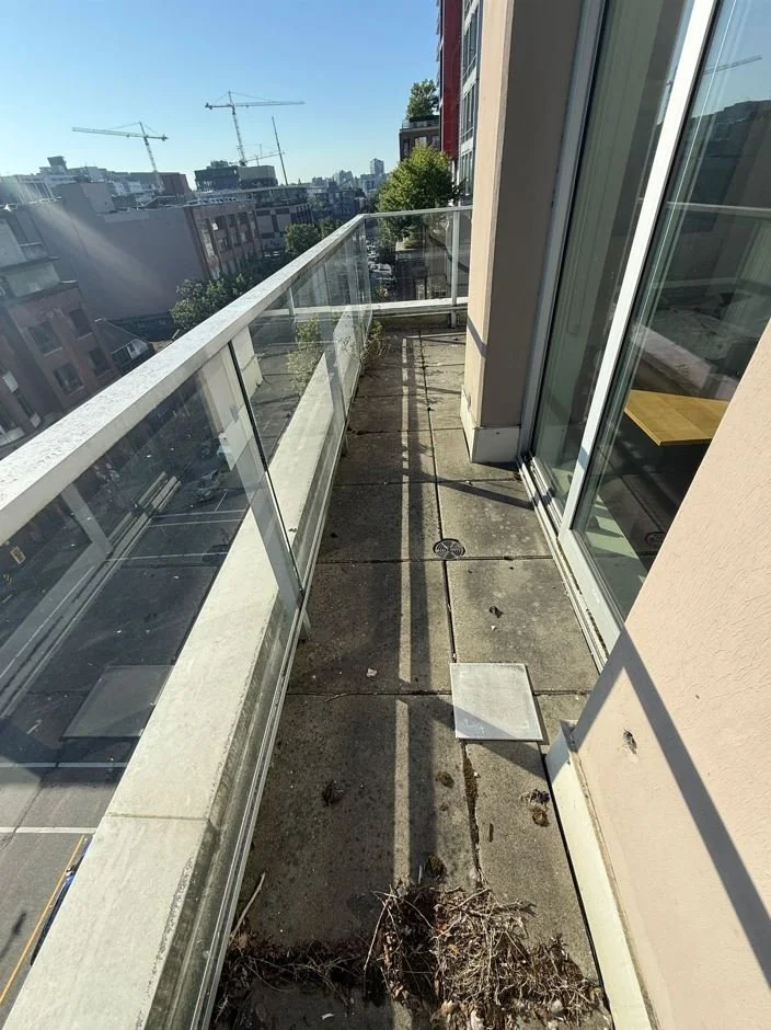 Dirty balcony prior to BalcoScrub's balcony deep cleaning