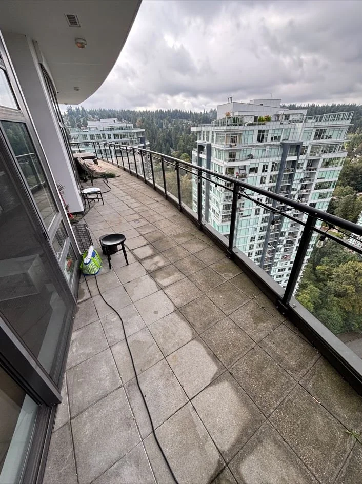 Dirty balcony prior to BalcoScrub's balcony deep cleaning
