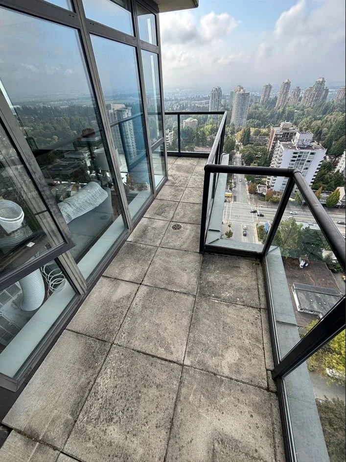 Dirty balcony prior to BalcoScrub's balcony deep cleaning