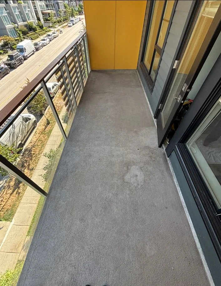 Dirty balcony prior to BalcoScrub's balcony deep cleaning
