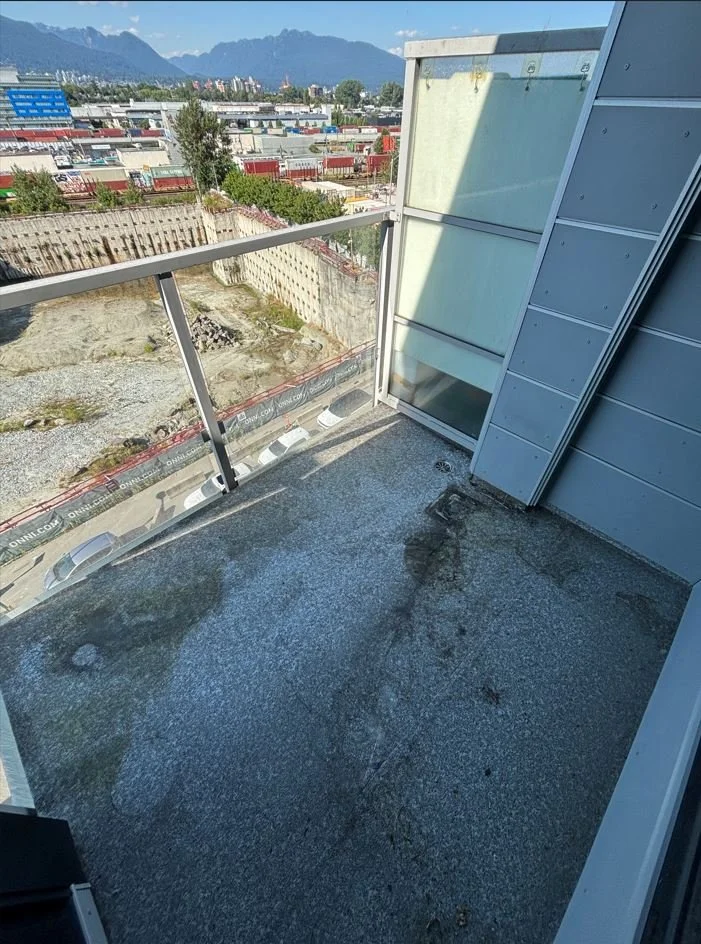 Dirty balcony prior to BalcoScrub's balcony deep cleaning