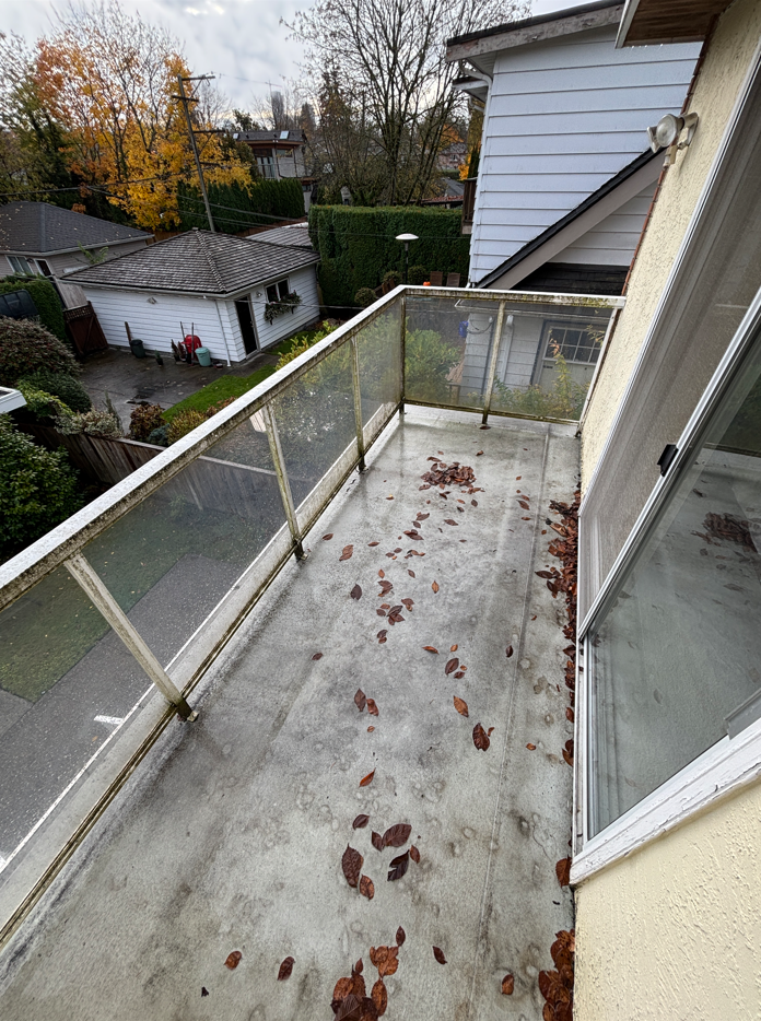 Dirty balcony prior to BalcoScrub's balcony deep cleaning
