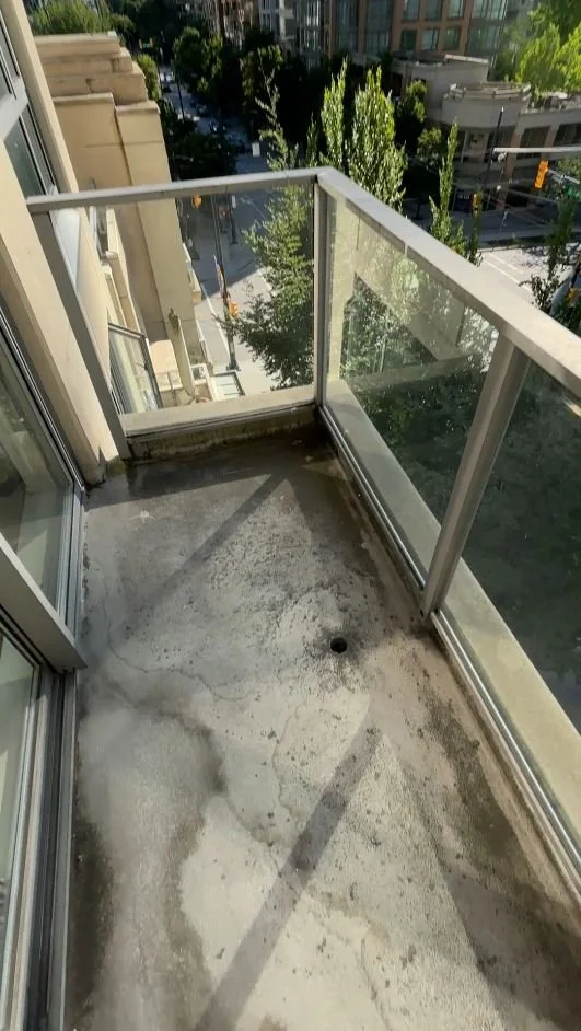 Dirty balcony prior to BalcoScrub's balcony deep cleaning