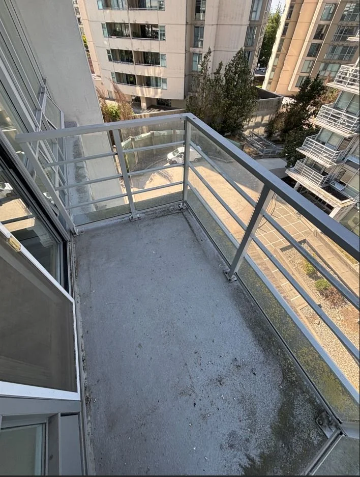 Dirty balcony prior to BalcoScrub's balcony deep cleaning