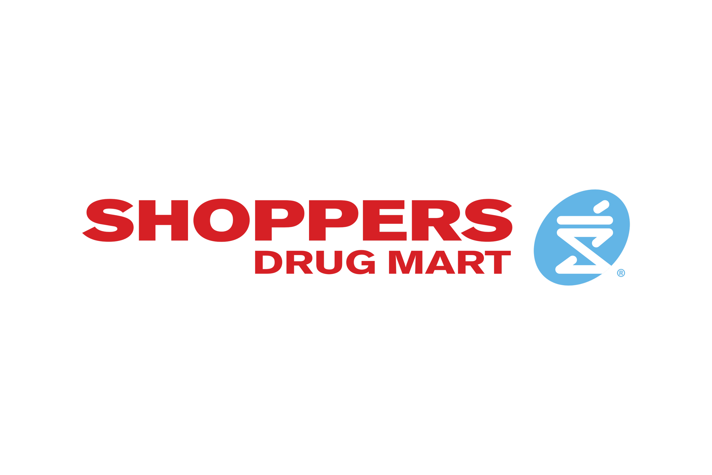 The logo of Shoppers Drug Mart featuring the store name in red and black text and a blue medical symbol on the right side.