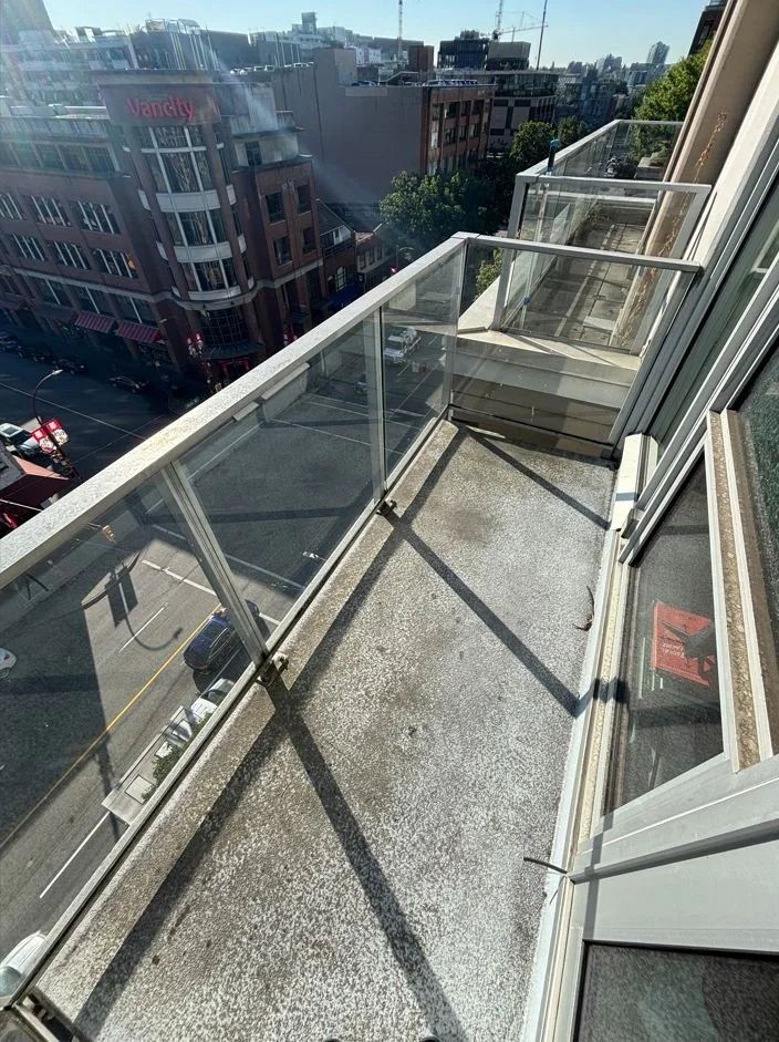 Dirty balcony prior to BalcoScrub's balcony deep cleaning