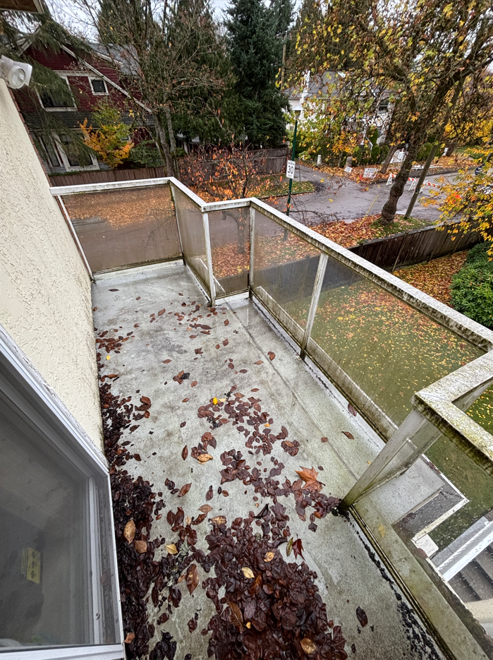 Dirty balcony prior to BalcoScrub's balcony deep cleaning