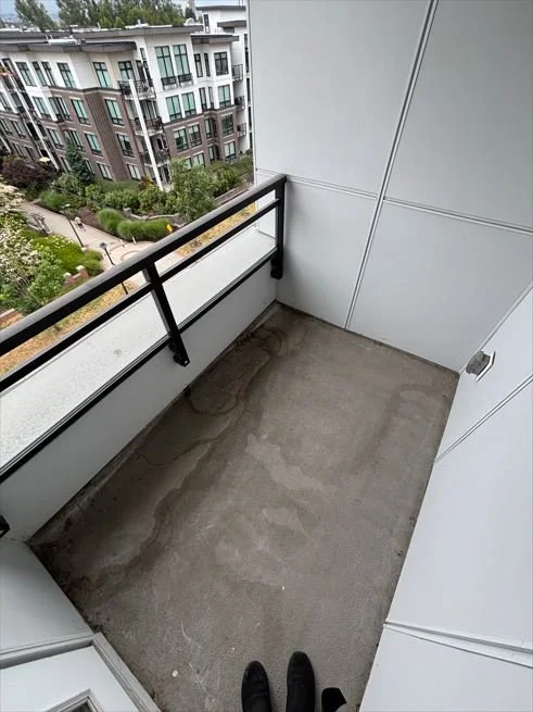 Dirty balcony prior to BalcoScrub's balcony deep cleaning