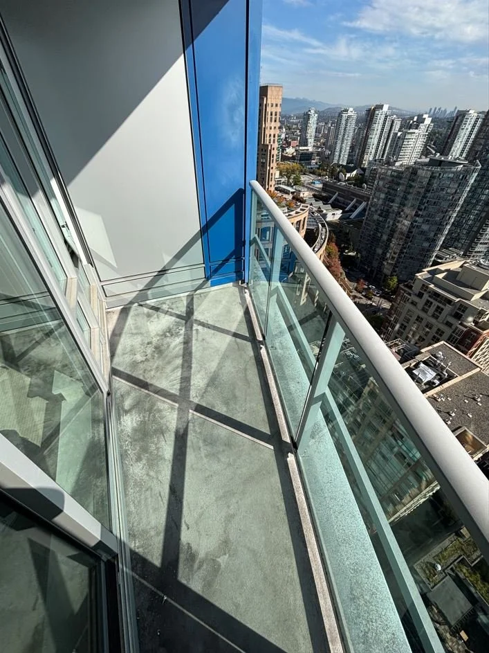 Dirty balcony prior to BalcoScrub's balcony deep cleaning