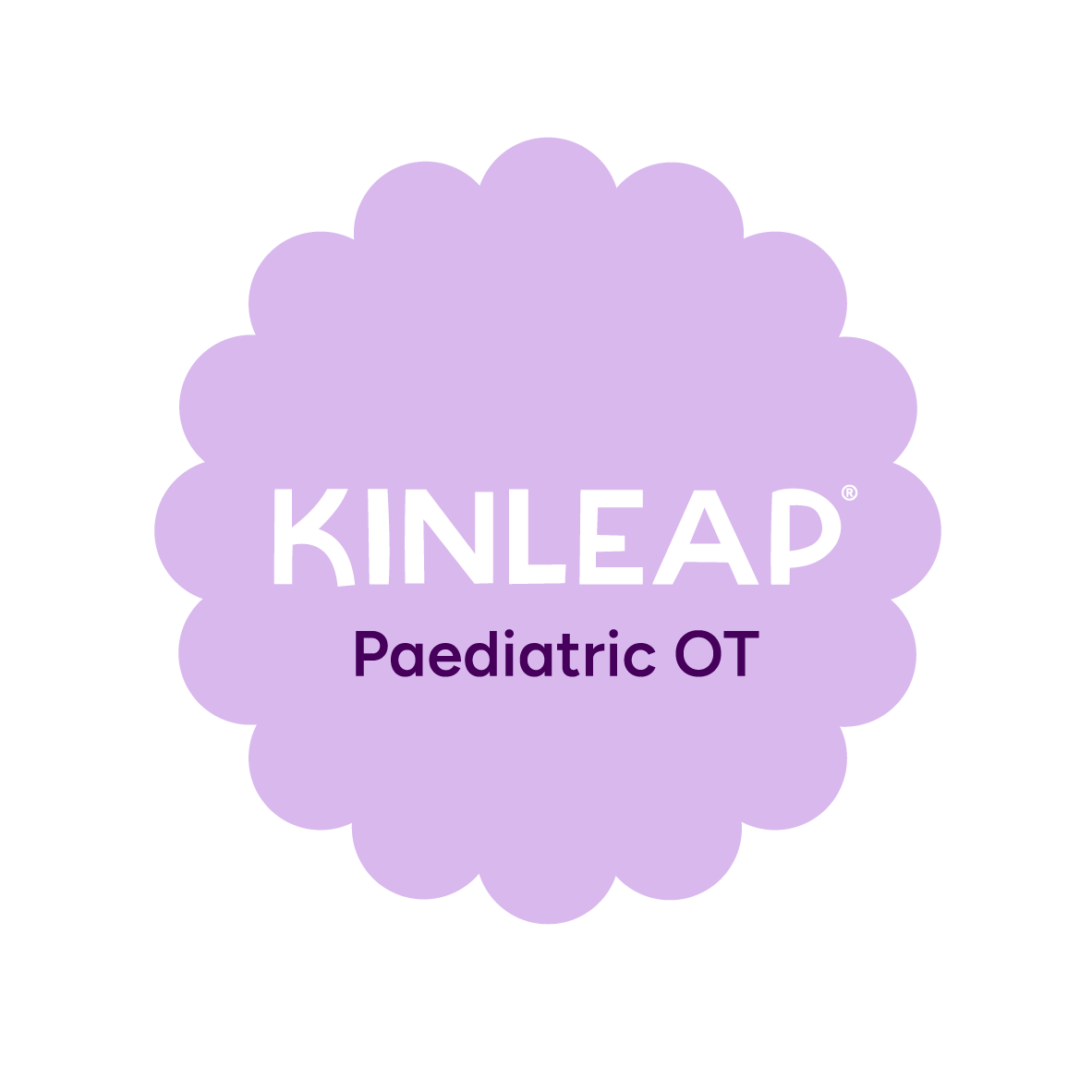 Kinleap logo displayed on a purple flower-shaped label with the text “Paediatric OT” in the center. Representing Sunshine Coast Paediatric Occupational Therapy.