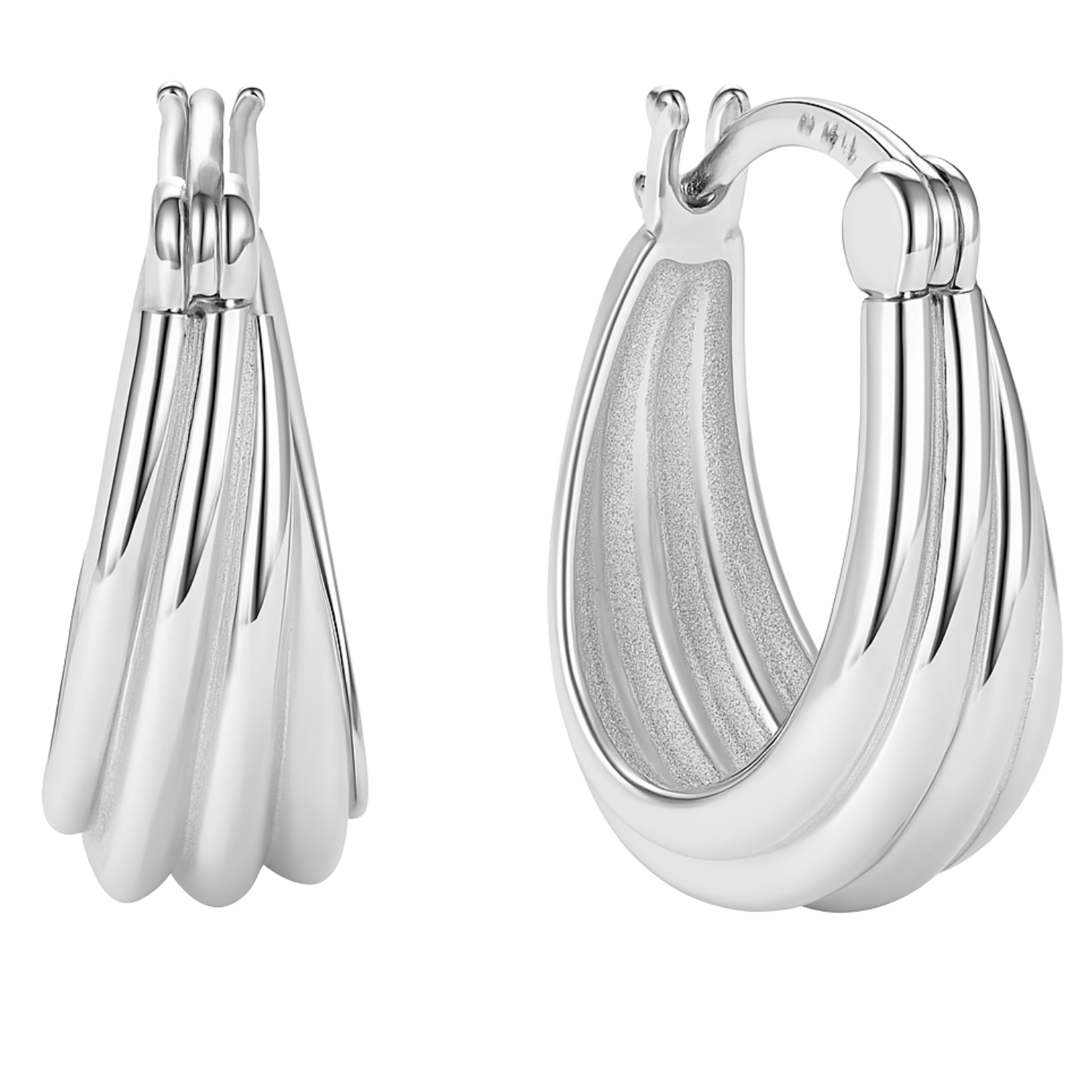 Retro Textured Sterling Silver Huggie Earrings