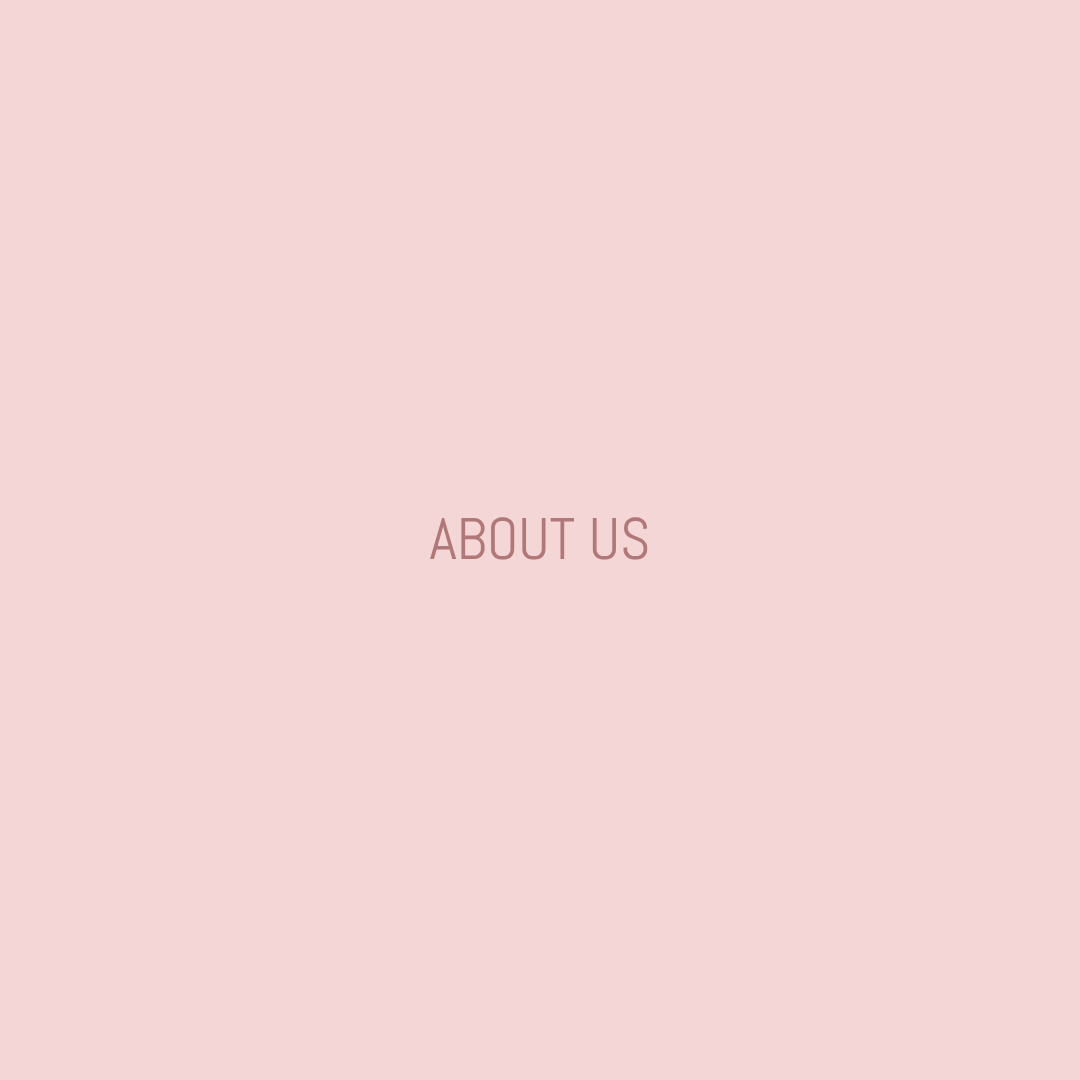 Pink background with the text 'ABOUT US' in the center