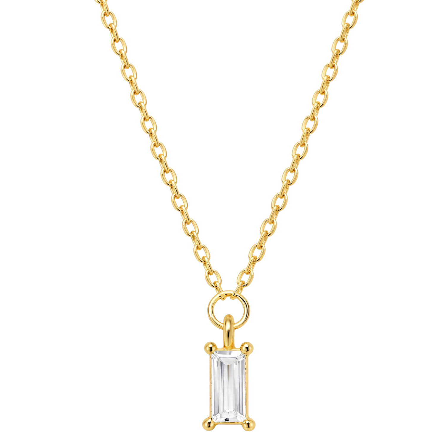 Gold Plated Petal Rectangular Pendant Necklace