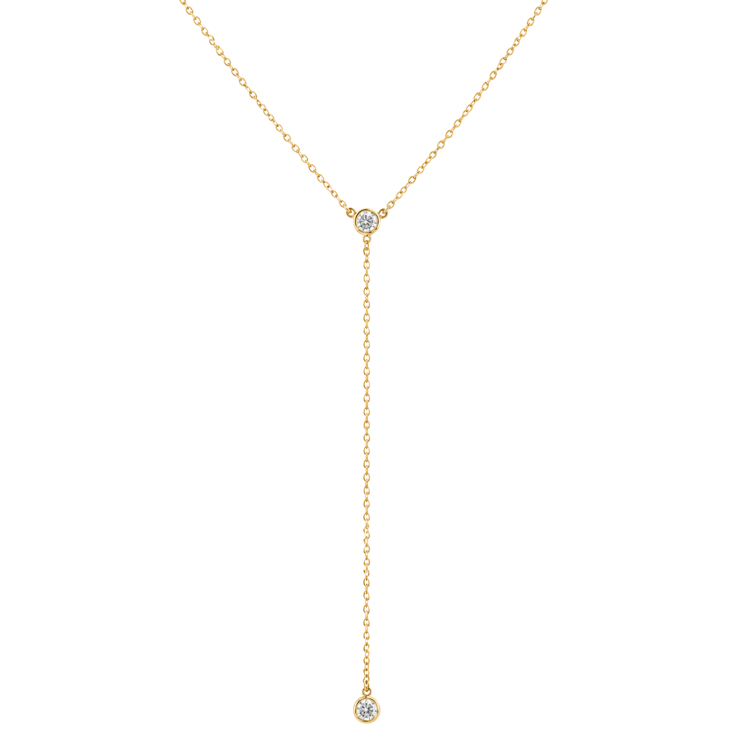 Nancy Dual Gem Drop 18K Gold Plated Necklace