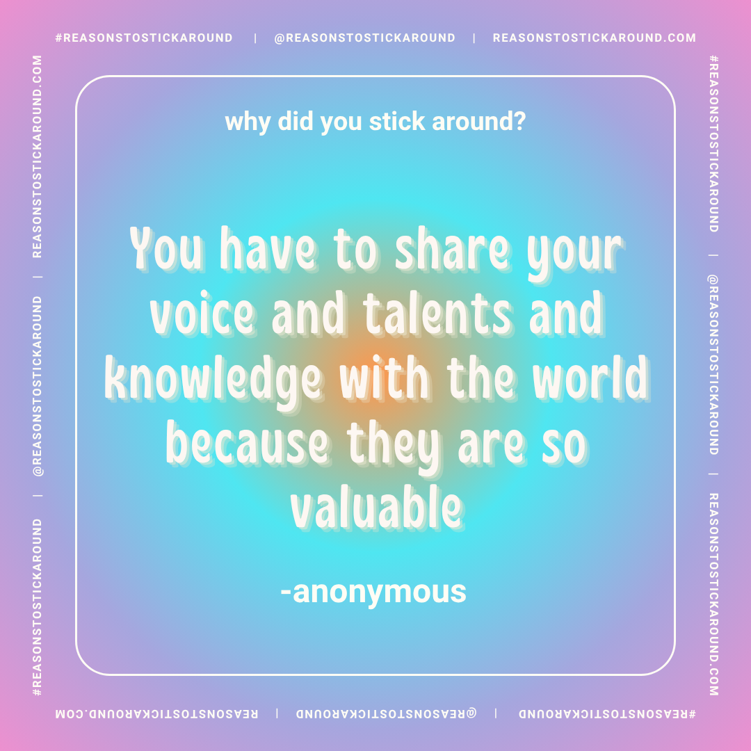 A motivational quote about sharing your voice and talents with the world, on a pastel gradient background.