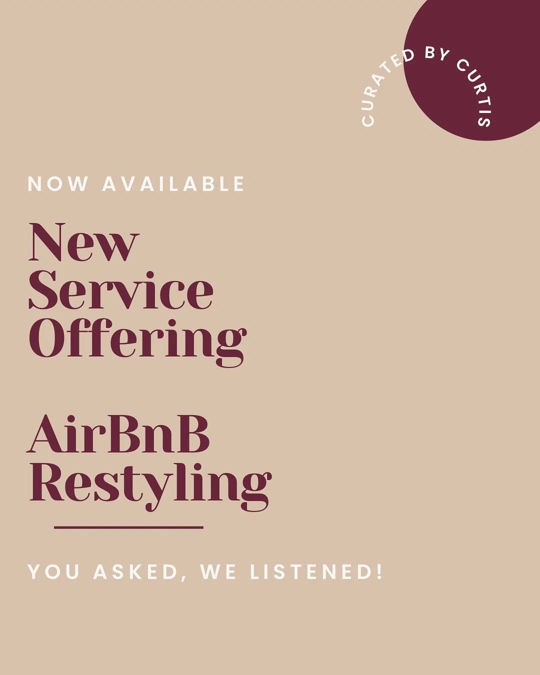 Your Airbnb isn&rsquo;t just a place to sleep, it&rsquo;s part of your guest&rsquo;s story. At Curated by Curtis, we transform tired or mismatched spaces into styled interiors that feel warm, intentional and unforgettable. Think layered textures, uni