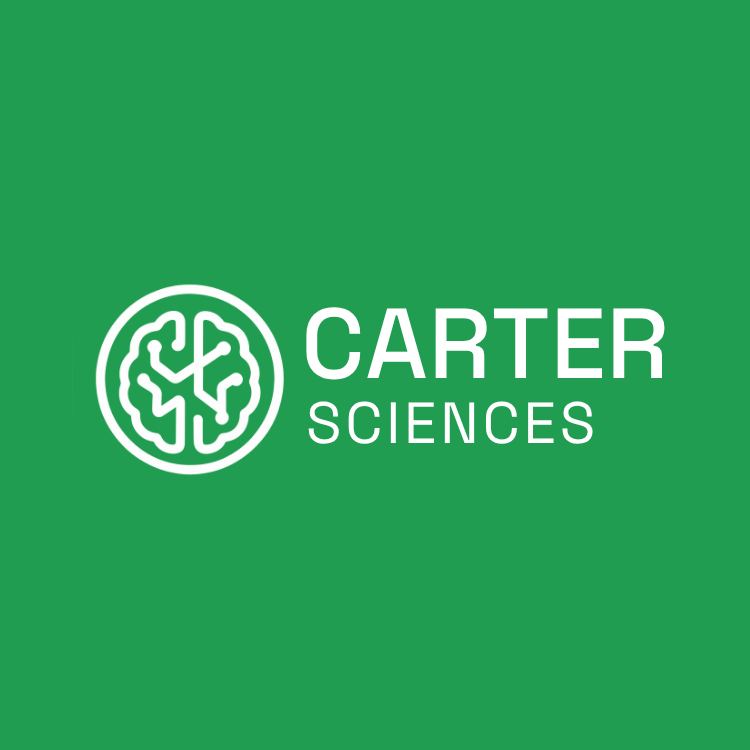 Logótipo da Carter Sciences, com ícone de cérebro estilizado