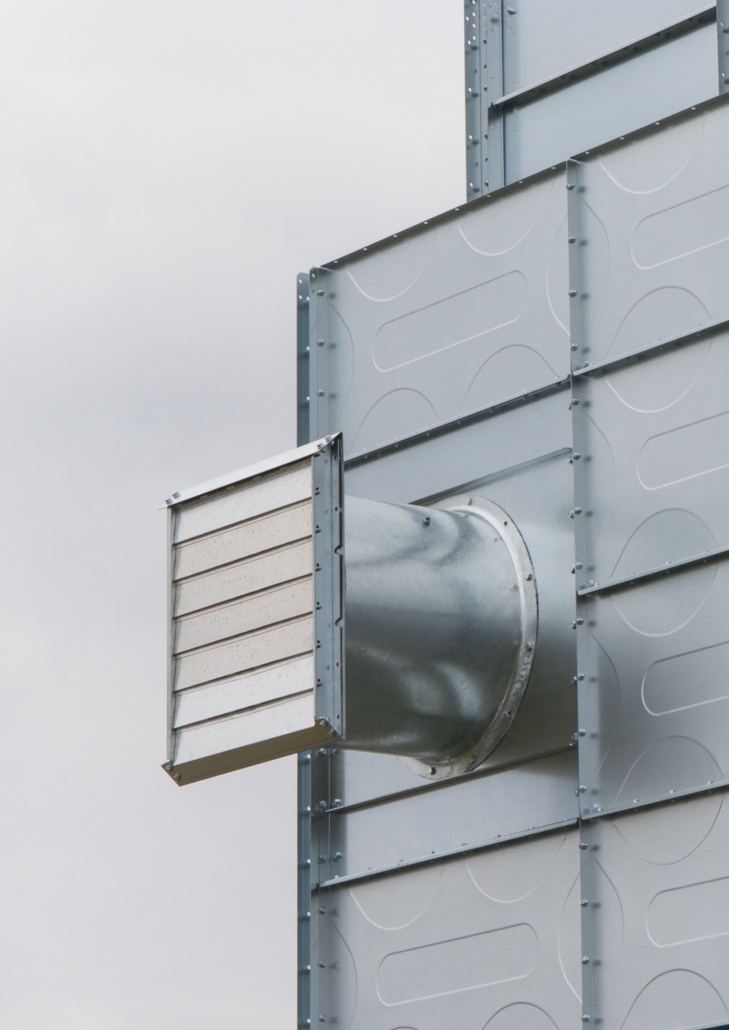 Industrial ventilation system on silver building