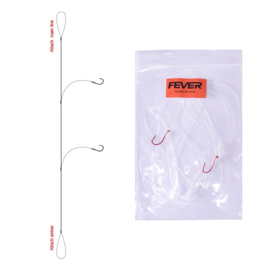 Fishing Rig: Double hook, Size #8, 30lb