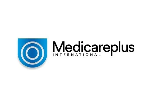 Logo of Medicareplus International with a blue shield icon featuring concentric circles.