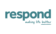Logo with the word 'respond' in teal, accompanied by the slogan 'making life better' underneath.