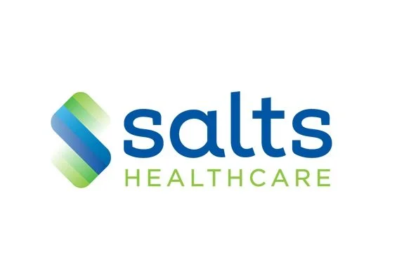 Salts Healthcare logo with green and blue design